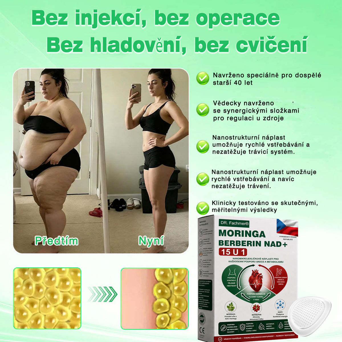 🏆 DR.Fachmer® Moringa + Berberin + NAD+ 15v1 nano-mikrojehličková náplast | Nová generace péče o tělo s pokročilou nano formulí ✨