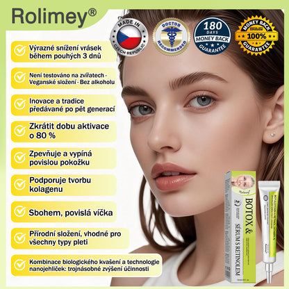 🔔Vyrobeno a odesláno z České republiky | Rolimey® Botox & Vita-A Retinol Shot Krém na vrásky a zpevnění pokožky – Poslední den akce 70% SLEVA