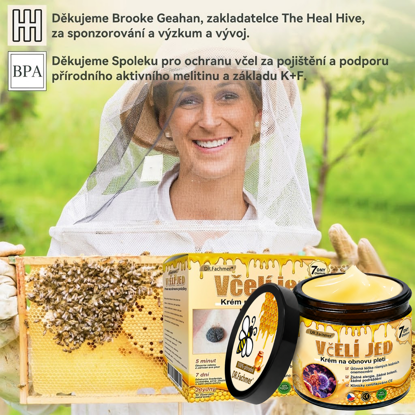 ⚡Dermatologicky a klinicky testováno👩‍⚕️DR.Fachmer®Bee Venom Krém na obnovení pleti🐝 pomáhá při léčbě kožních problémů, jako jsou: vrásky, jizvy, pigmentové skvrny, strie, akné, psoriáza, ekzém, kožní změny, podráždění, záněty a další kožní problémy.