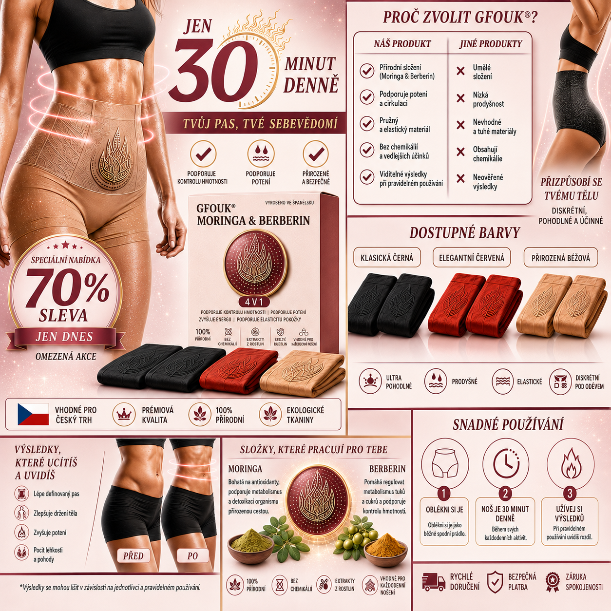 🧩🧩Oficiální obchod značky | 🎁GFOUK® 2026 Moringa a berberin 4 v 1 – mikročásticové tvarovací šortky na spalování tuku