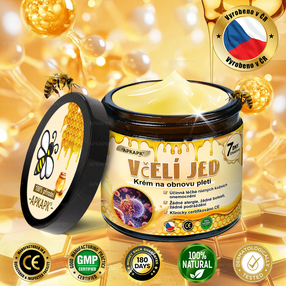 🐝🐝Dermatologicky a klinicky testováno👩‍⚕️DR.Fachmer®Bee Venom Krém na obnovení pleti🐝 pomáhá při léčbě kožních problémů, jako jsou: vrásky, jizvy, pigmentové skvrny, strie, akné, psoriáza, ekzém, kožní změny, podráždění, záněty a další kožní problémy.