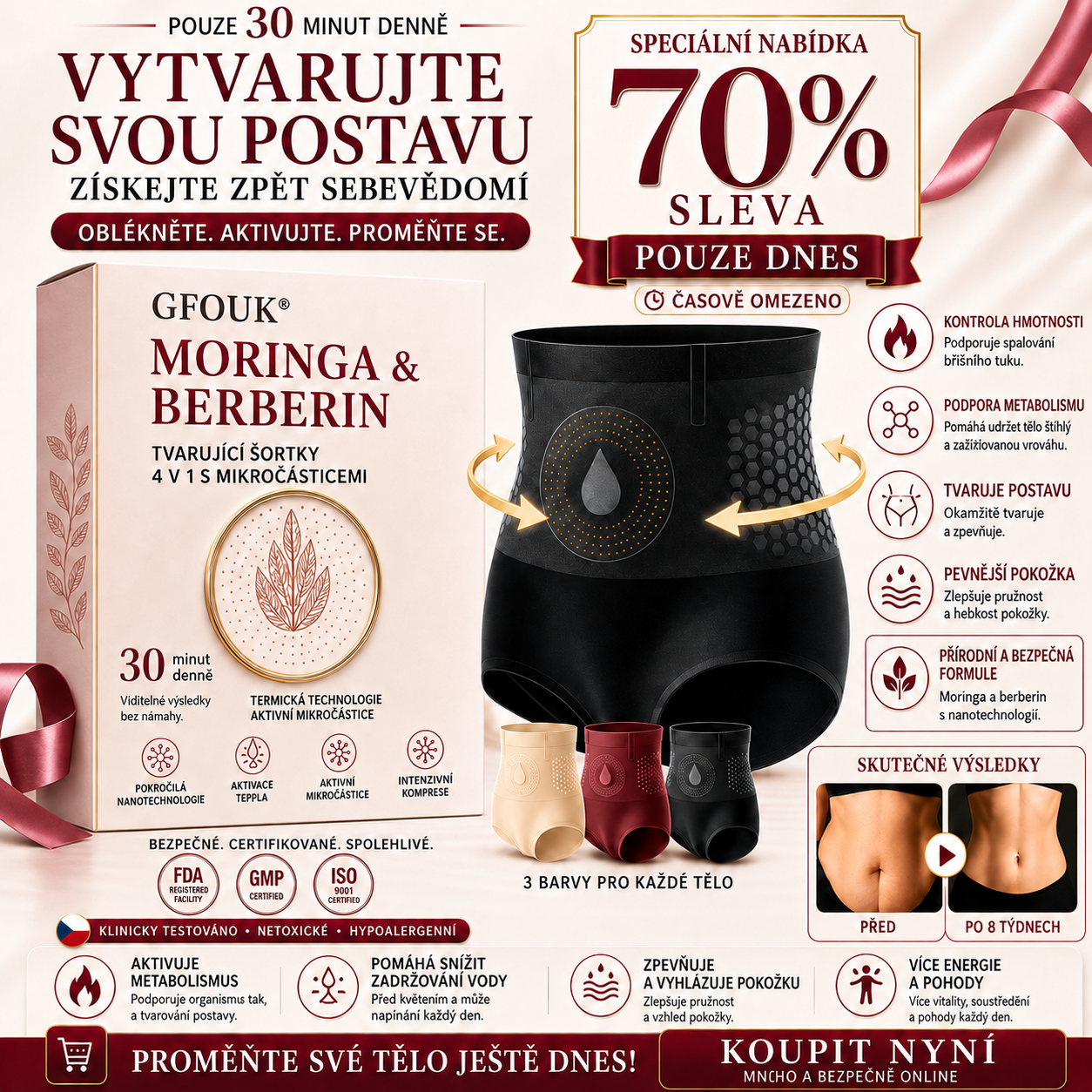 🧩🧩Oficiální obchod značky | 🎁GFOUK® 2026 Moringa a berberin 4 v 1 – mikročásticové tvarovací šortky na spalování tuku
