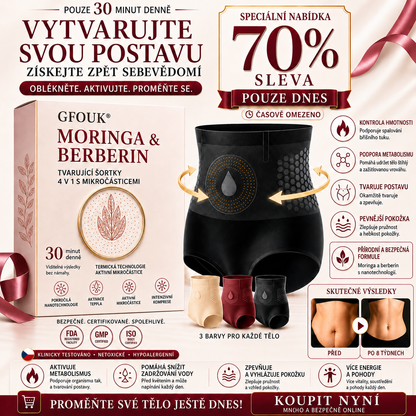 🧩🧩Oficiální obchod značky | 🎁GFOUK® 2026 Moringa a berberin 4 v 1 – mikročásticové tvarovací šortky na spalování tuku
