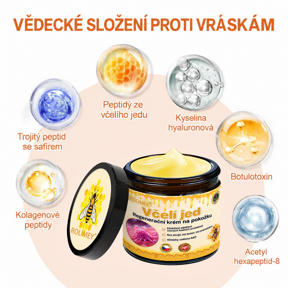 🌞Rolimey® Komplexní krém s včelím jedem Pro— Zpevňující péče pro všechny typy pokožky 🌞