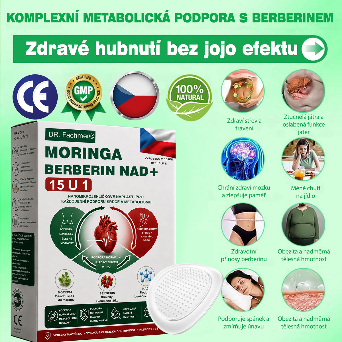 🏆 DR.Fachmer® Moringa + Berberin + NAD+ 15v1 nano-mikrojehličková náplast | Nová generace péče o tělo s pokročilou nano formulí ✨