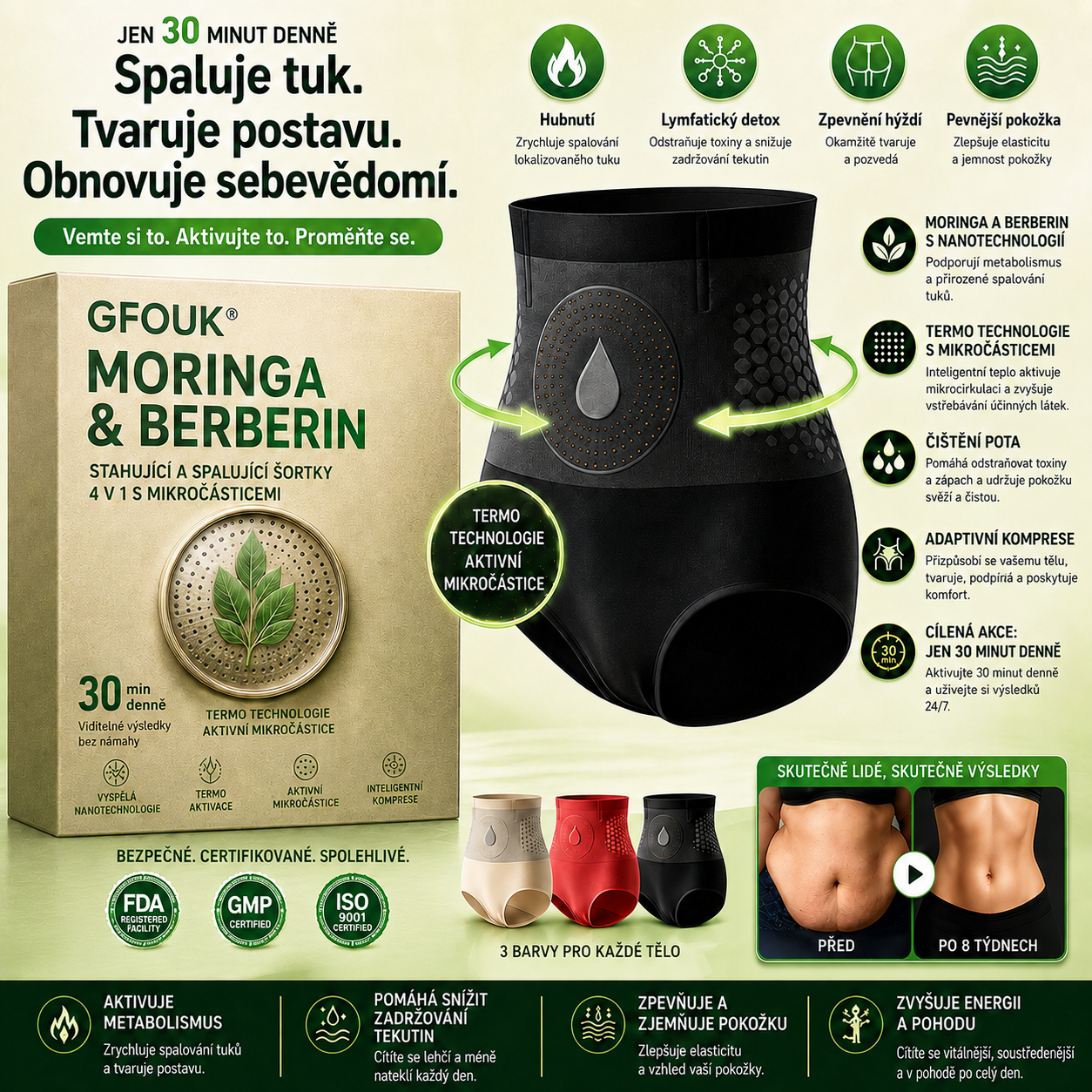 🎐🧵Oficiální obchod značky | 🎁GFOUK® 2026 Moringa a berberin 4 v 1 – mikročásticové tvarovací šortky na spalování tuku
