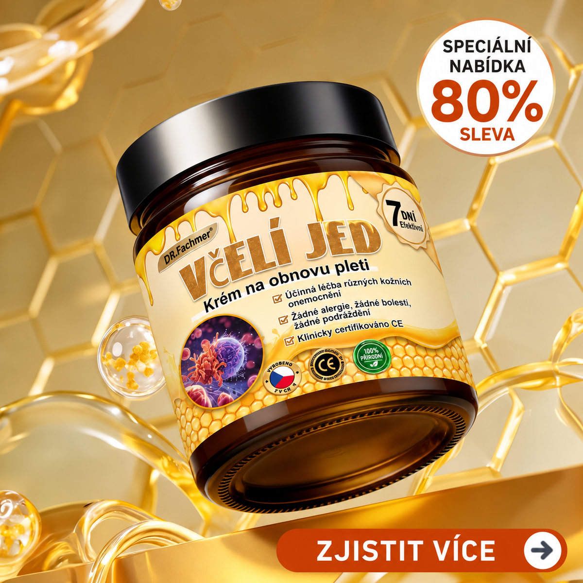 ✅🐝Dermatologicky a klinicky testováno👩‍⚕️DR.Fachmer®Bee Venom Krém na obnovení pleti🐝 pomáhá při léčbě kožních problémů, jako jsou: vrásky, jizvy, pigmentové skvrny, strie, akné, psoriáza, ekzém, kožní změny, podráždění, záněty a další kožní problémy.💗